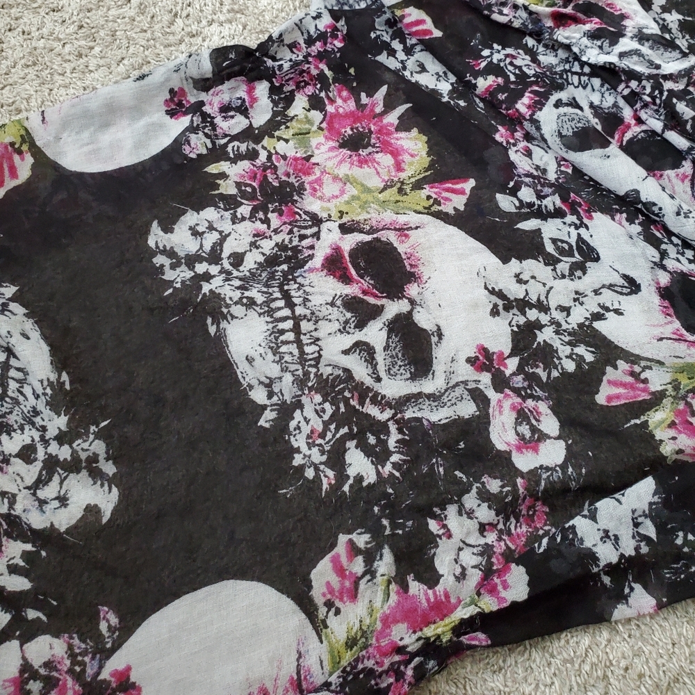 Skull and Floral Scarf